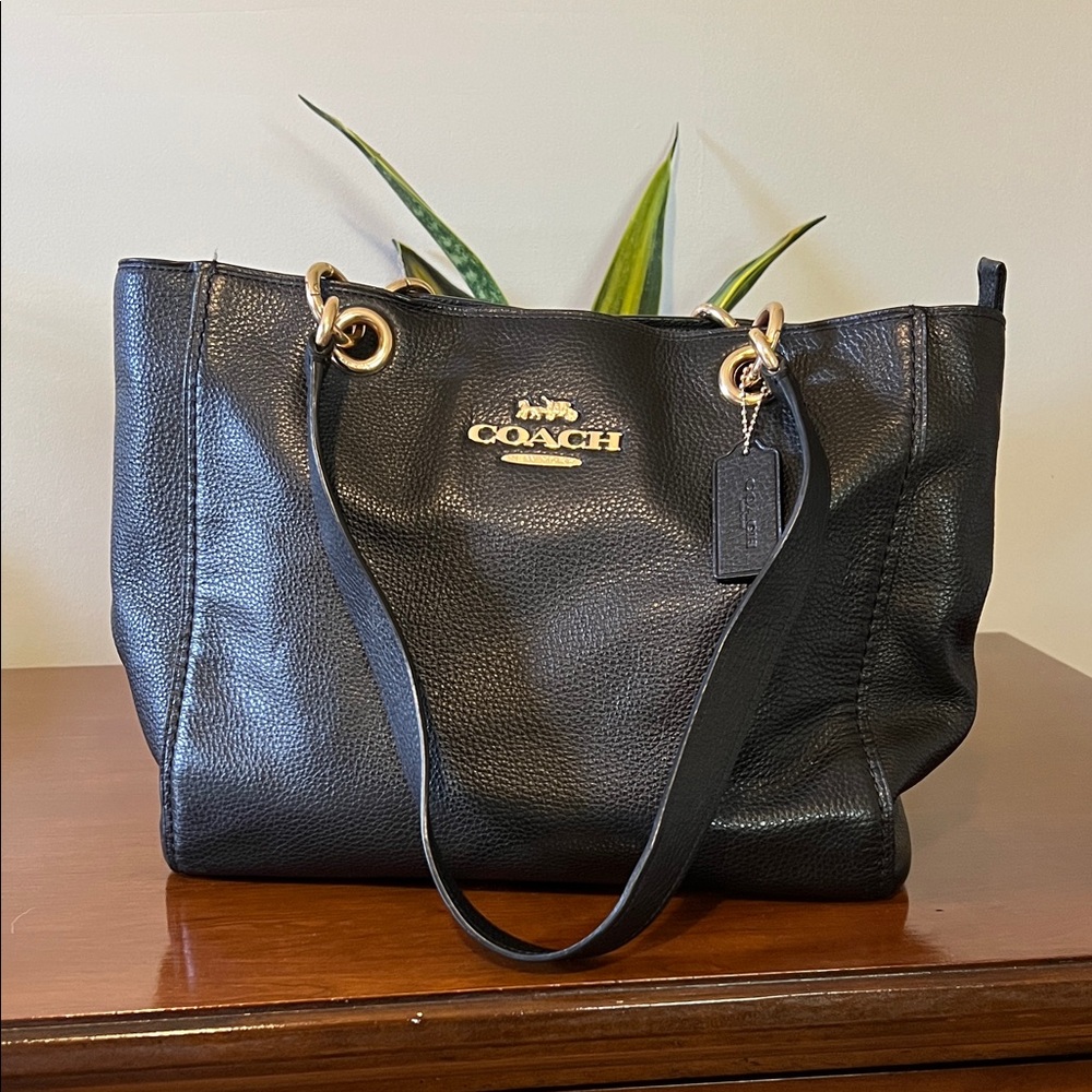 Coach Black Pebbled Leather Tote